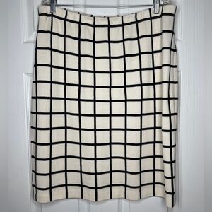 St. John Collection Ivory & Black Windowpane Pencil Skirt Size XL | Pull-On